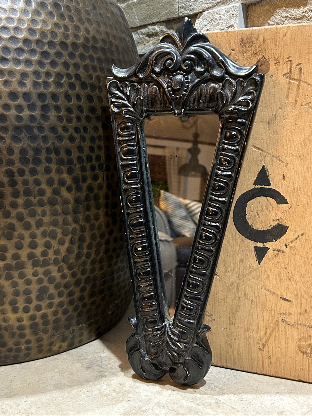 Vintage Ornate Black Gothic Baroque Victorian Decorative Wall Mirror